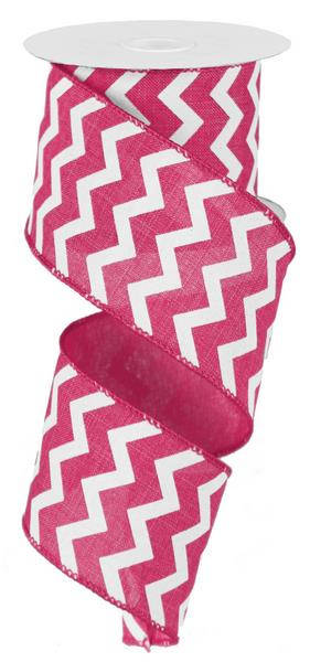 2.5" HOT PINK TIGHT CHEVRON - (10yds)