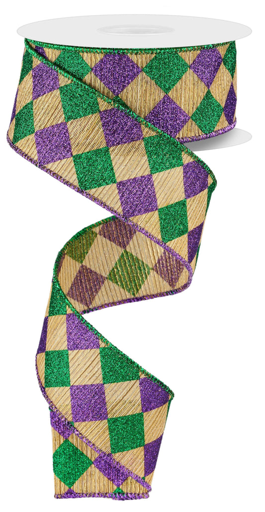 1.5" x 10yd Glitter Diamond Check