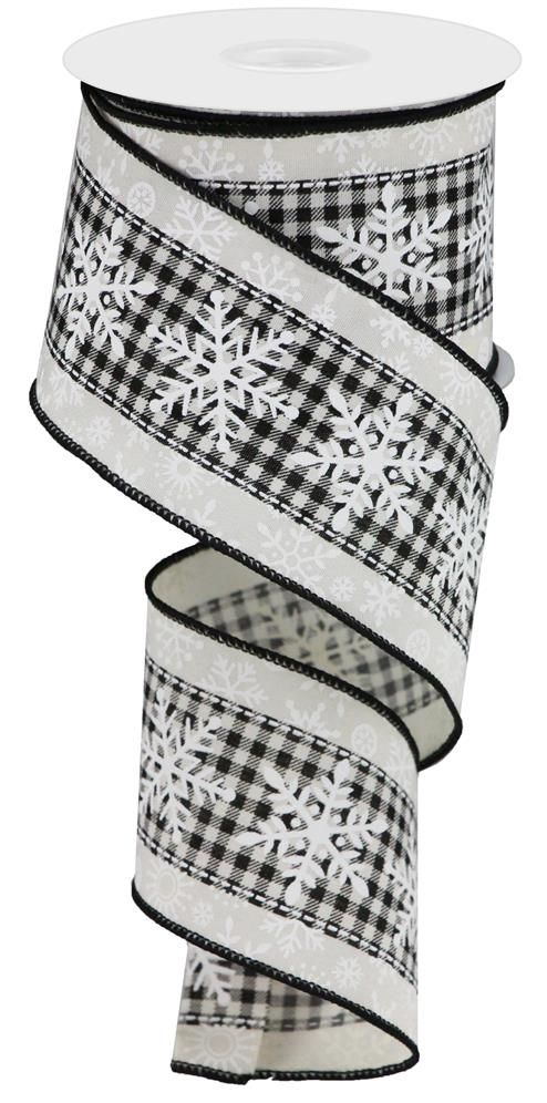 2.5" x 10yd Snowflake On Check white/black