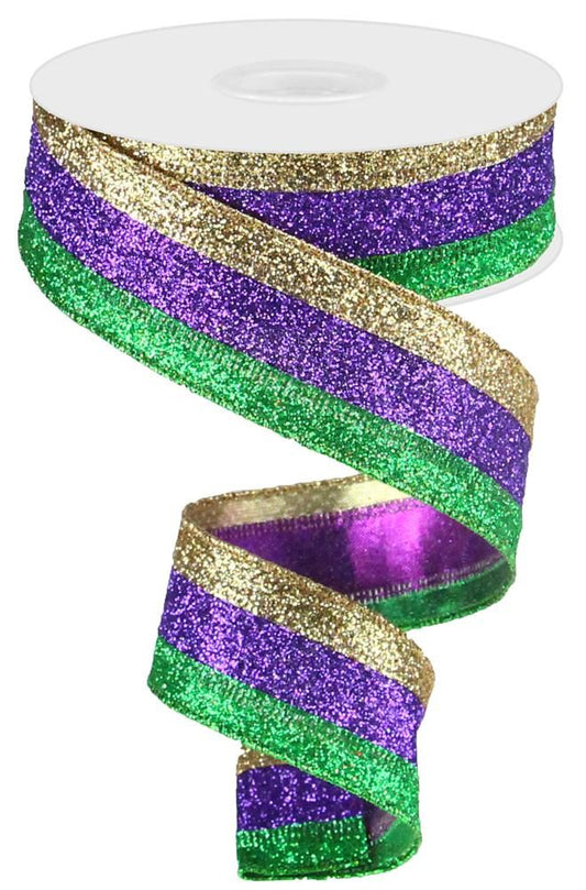 1.5" x 10yd 3-In-1 Glitter (purple/gold/green)