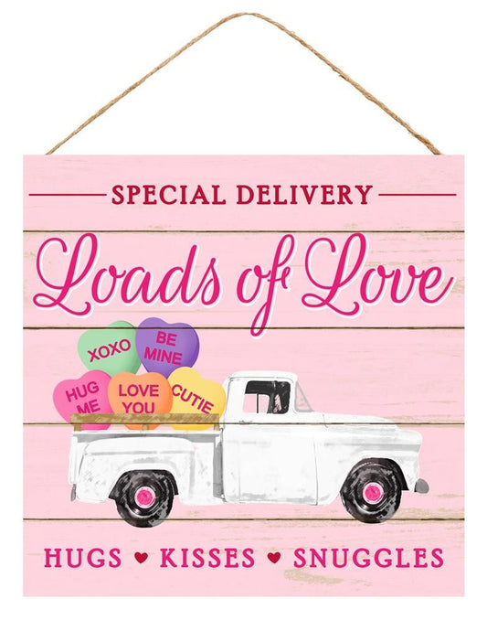10"Sq Loads Of Love/Hearts/Truck Sign