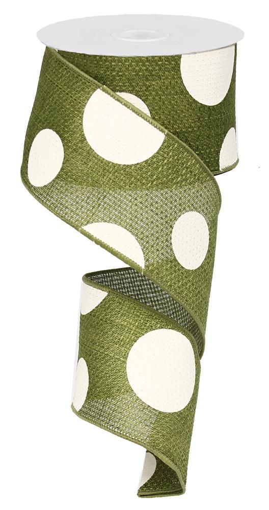 2.5" GREEN GIANT POLKA DOT RIBBON (10YDS)