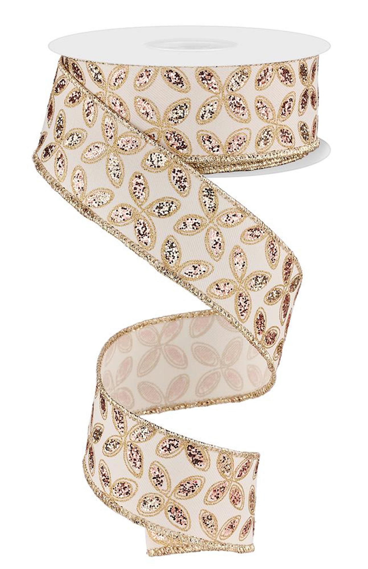 1.5" x 10yd Quatrefoil Petals (Ivory/Rose/Champagne/Gold)