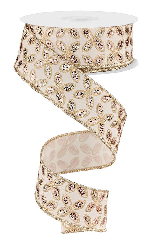 1.5" x 10yd Quatrefoil Petals (Ivory/Rose/Champagne/Gold)