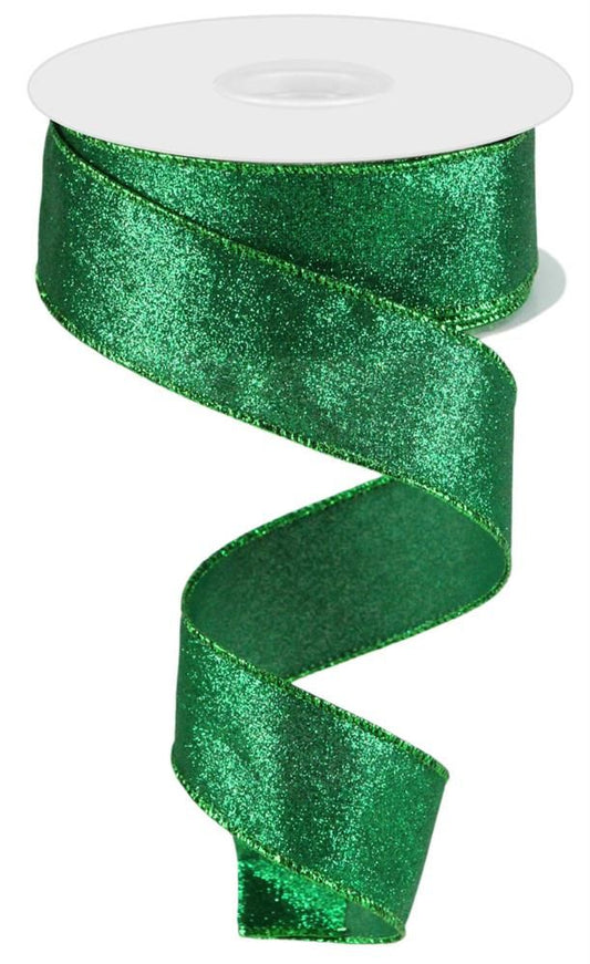 1.5" Emerald Green Shimmer Glitter - (10YDS)