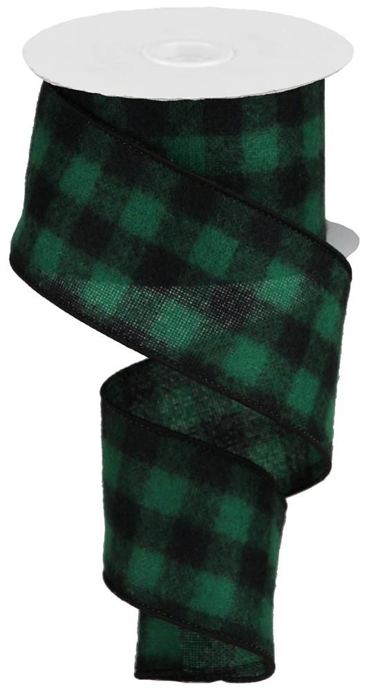 2.5" x 10yd Fuzzy Flannel Buffalo Plaid Wired Ribbon