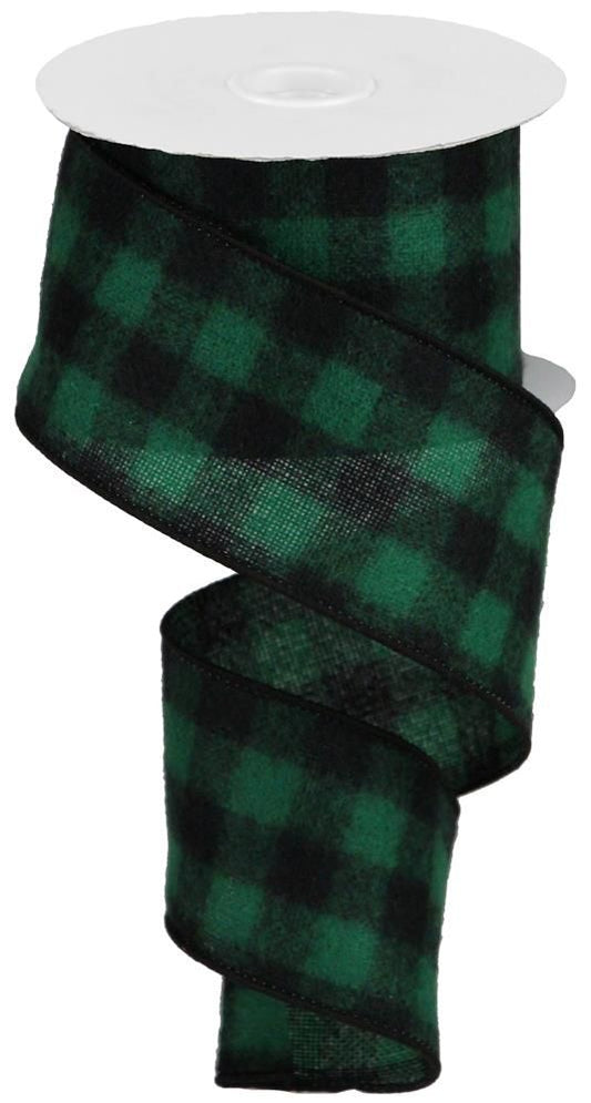 2.5" x 10yd Fuzzy Flannel Buffalo Plaid Wired Ribbon