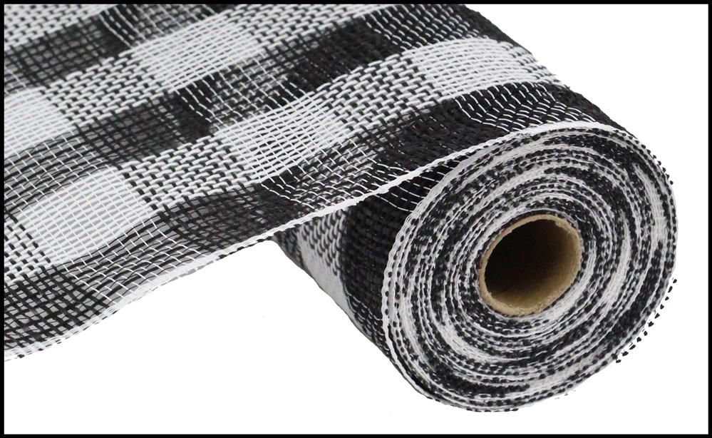 10.25" x 10yd black white Faux Jute Check Mesh