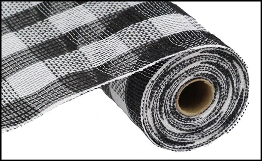 10.25" x 10yd black white Faux Jute Check Mesh