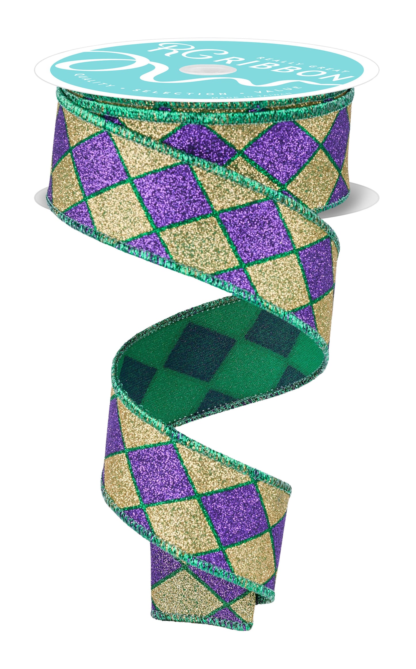 1.5" x 10yd Glitter Harlequin