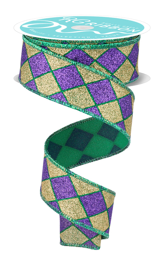 1.5" x 10yd Glitter Harlequin