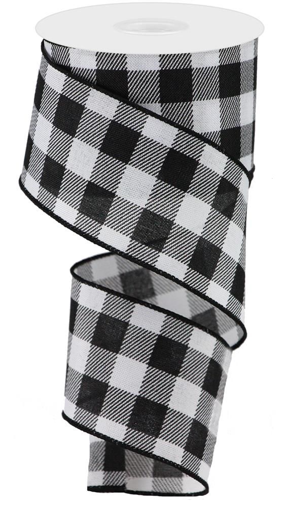 2.5" BLACK/WHITE PLAID RIBBON - (10YDS)