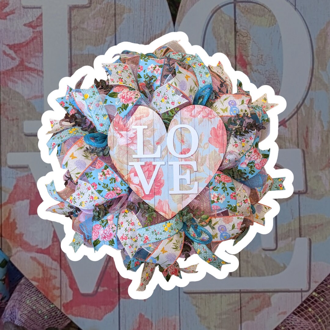 Valentines Day Wreath - Blue and Floral