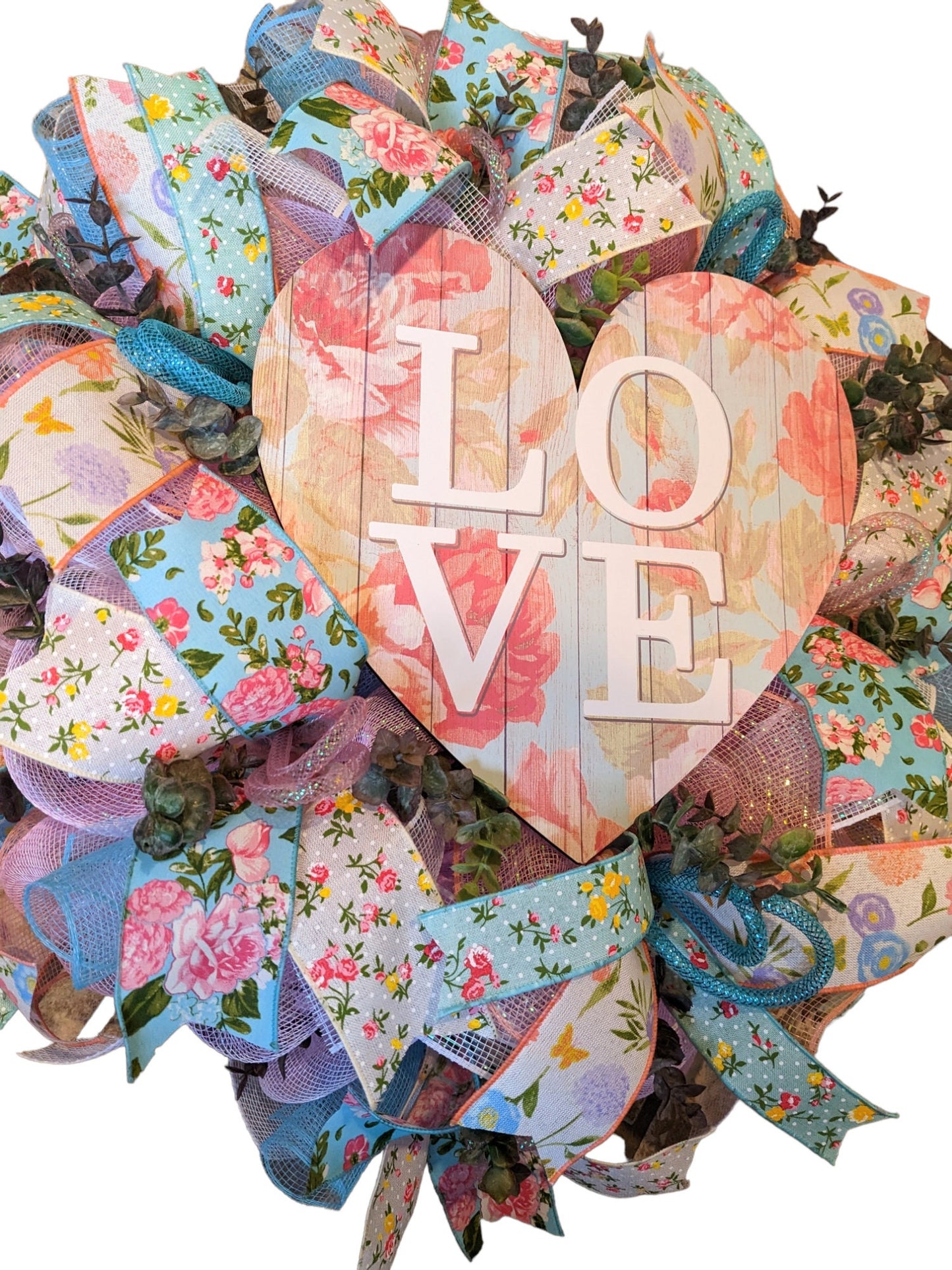 Valentines Day Wreath - Blue and Floral