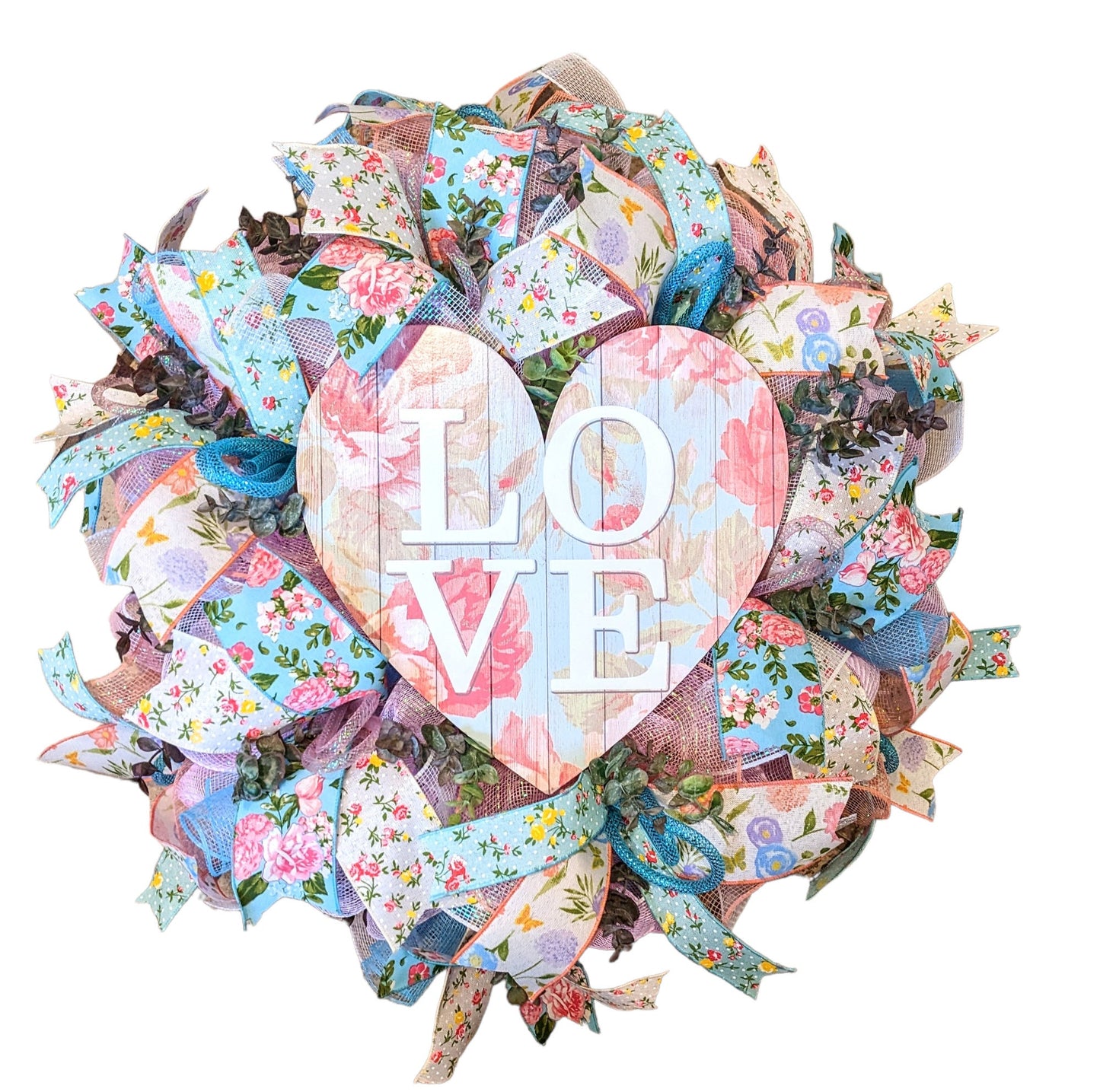Valentines Day Wreath - Blue and Floral
