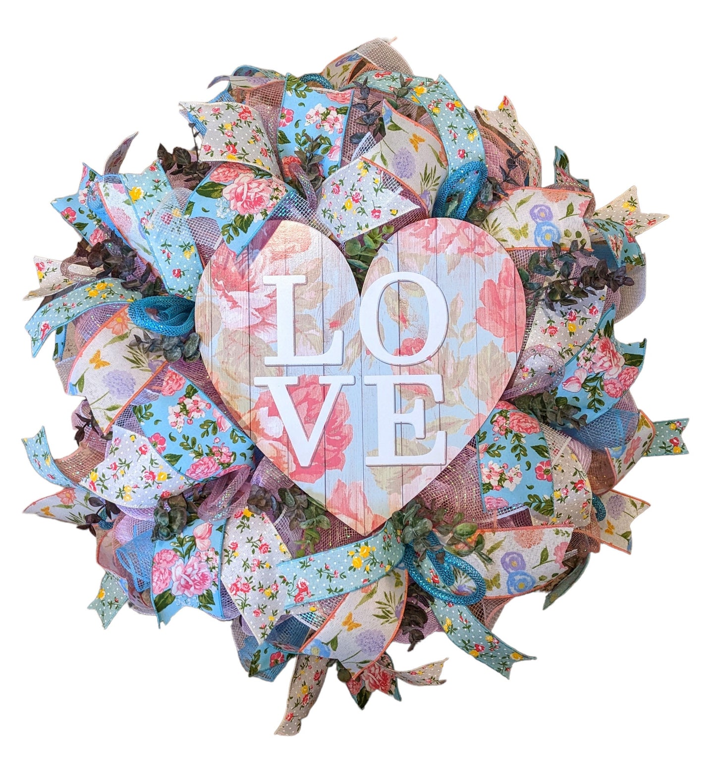 Valentines Day Wreath - Blue and Floral