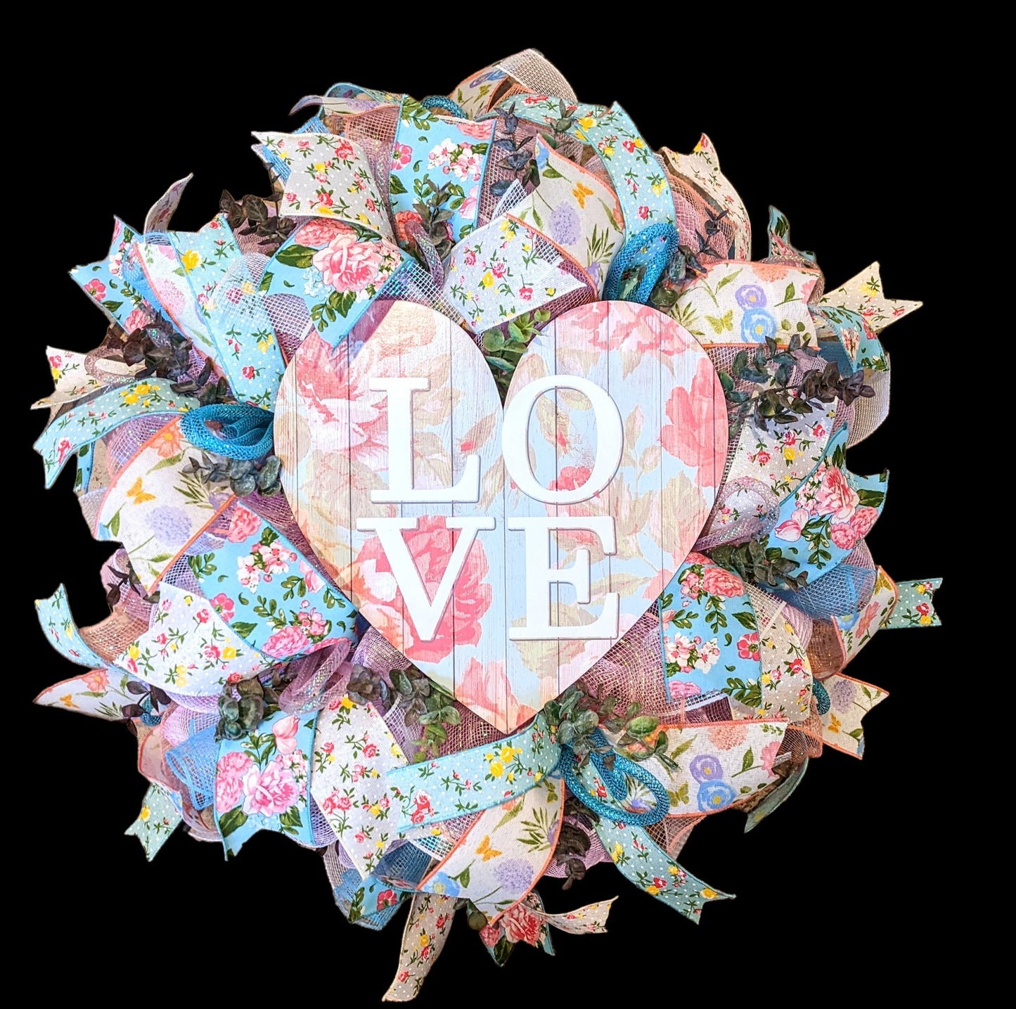 Valentines Day Wreath - Blue and Floral