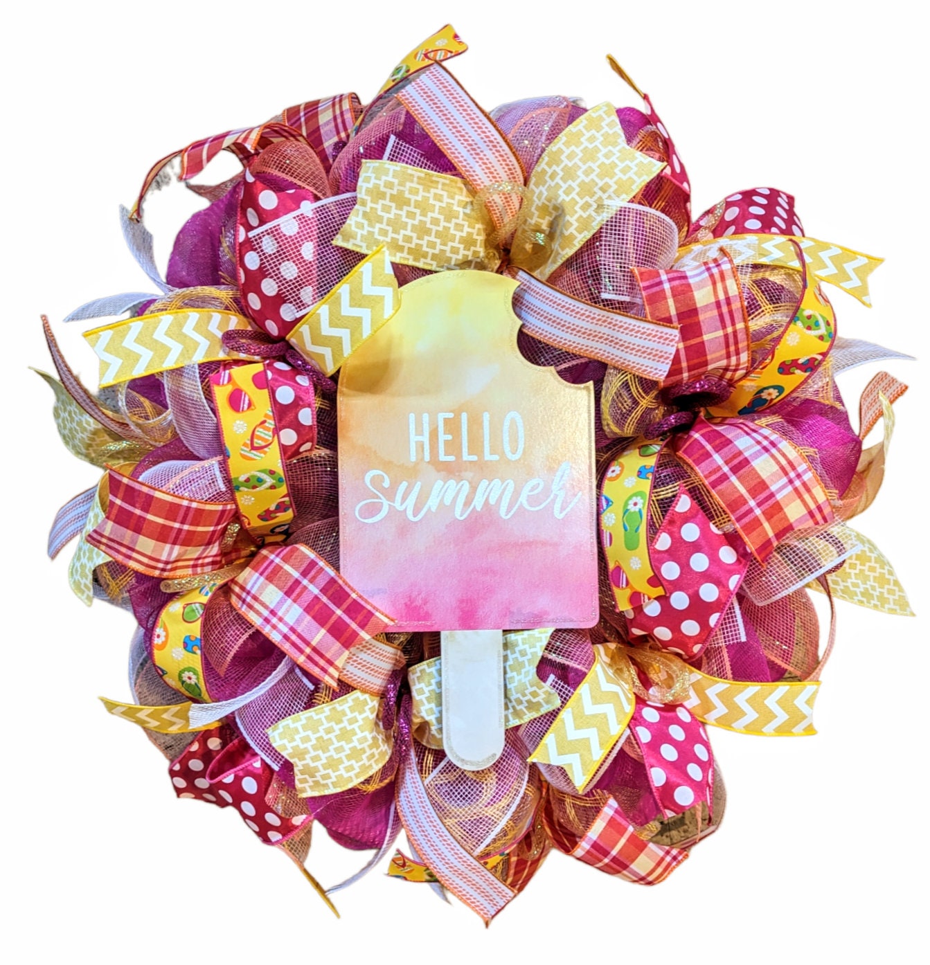 Summer wreath, hello summer wreath, hello wreath, welcome summer wreath, popsicle wreath, summer wreaths, summer decor, door wreath summer