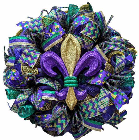 Mardi gras Wreath, Mardi gras wreath, Mardi gras decor, Mardi Gras decorations, Happy Mardi gras, Mesh Mardi gras wreath, door Mardi gras
