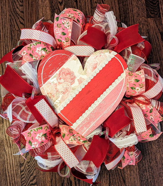 Valentines Day Wreath, red white wreath,  wreath, heart wreath, valentine wreath, Valentine's day wreath for front door, heart wreaths