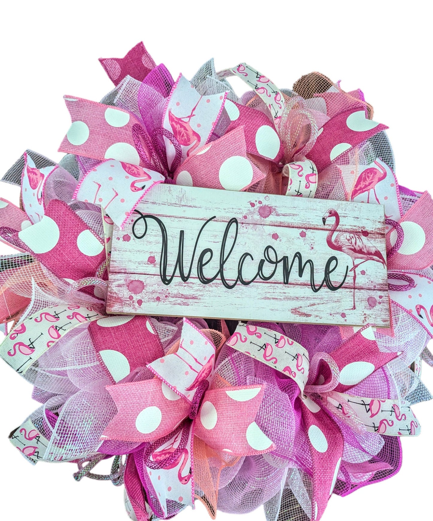 Welcome Flamingo Wreath