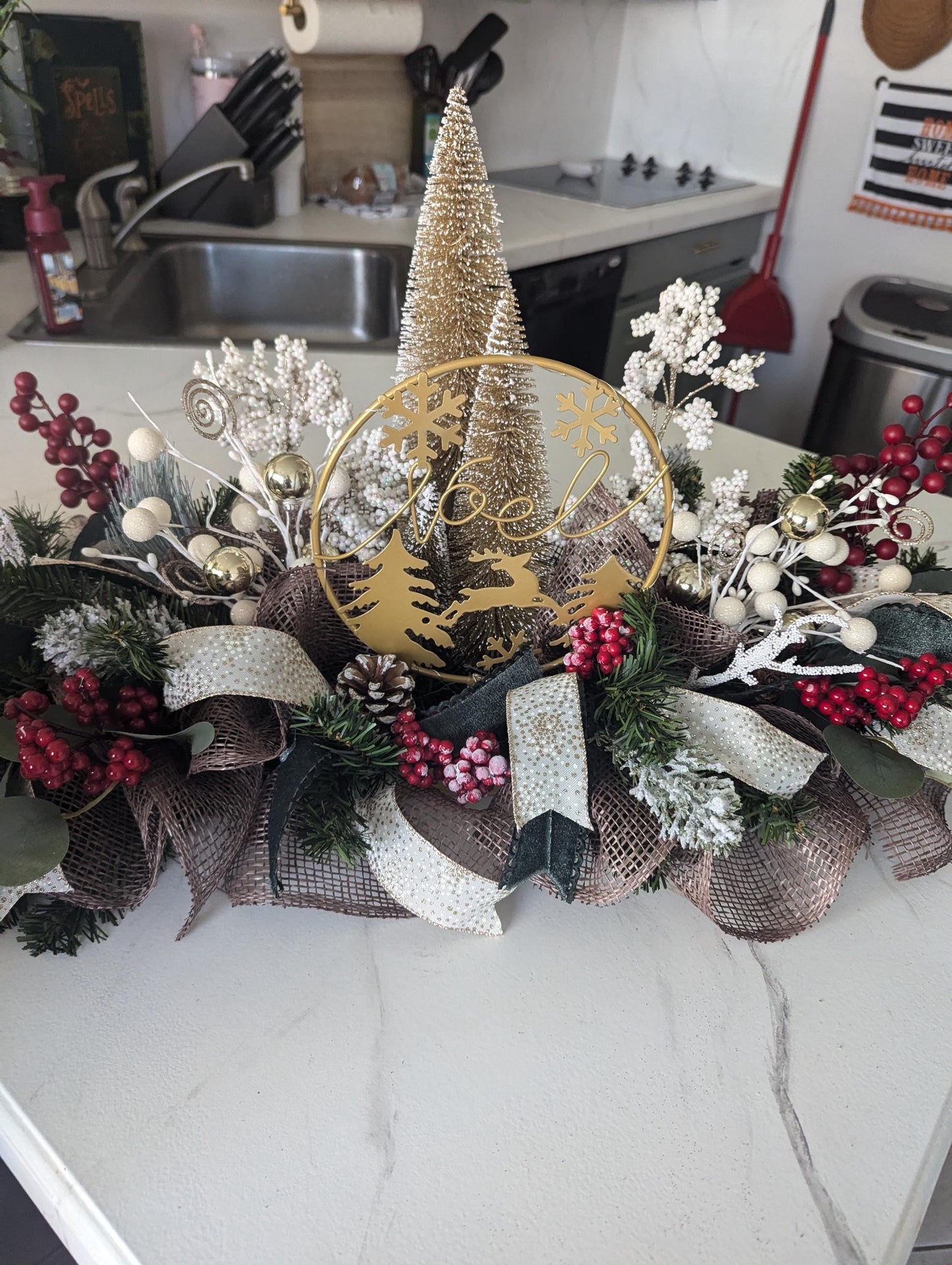 Christmas Centerpiece, Christmas center piece, elegant Christmas centerpiece, table centerpieces, long centerpiece, Christmas wreath
