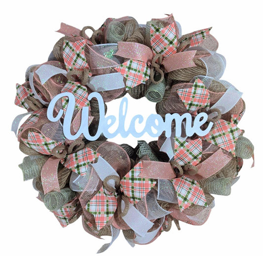 Everyday spring wreath, welcome wreath, spring flower wreath ,mesh spring wreath, Easter wreath, spring wreaths, front door wreath, wreath