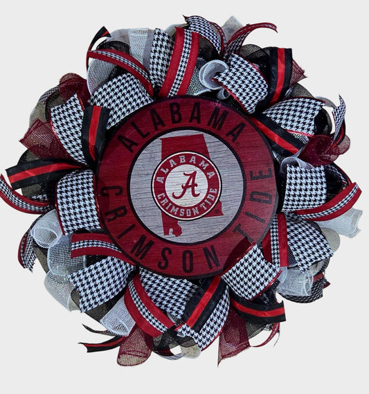 Alabama wreath, university of alabama college, roll tide, college decor, graduation wreath, collegiate decorations, role tide decor, Alabama