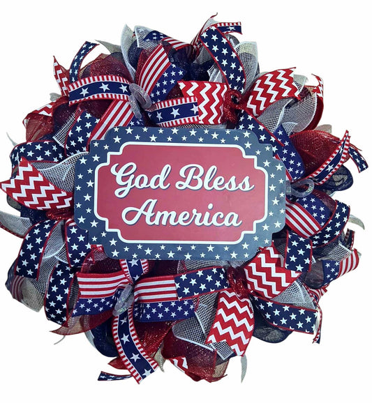 Patriotic wreath, patriotic wreaths, 4th of July wreath, fourth of July wreath, 4th of July wreath, mesh patriotic wreath, red white blue