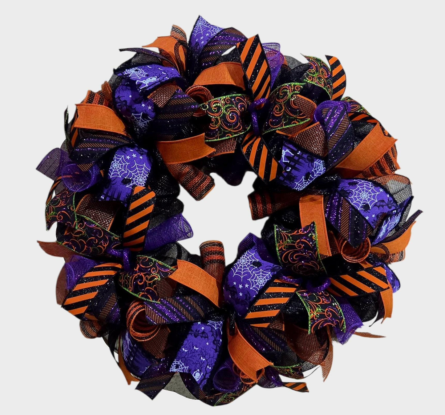 Open Halloween wreath, halloween wreath, Fall wreaths, wreath, wreaths, halloween mesh wreaths, Fall decorations, black and orange wreath