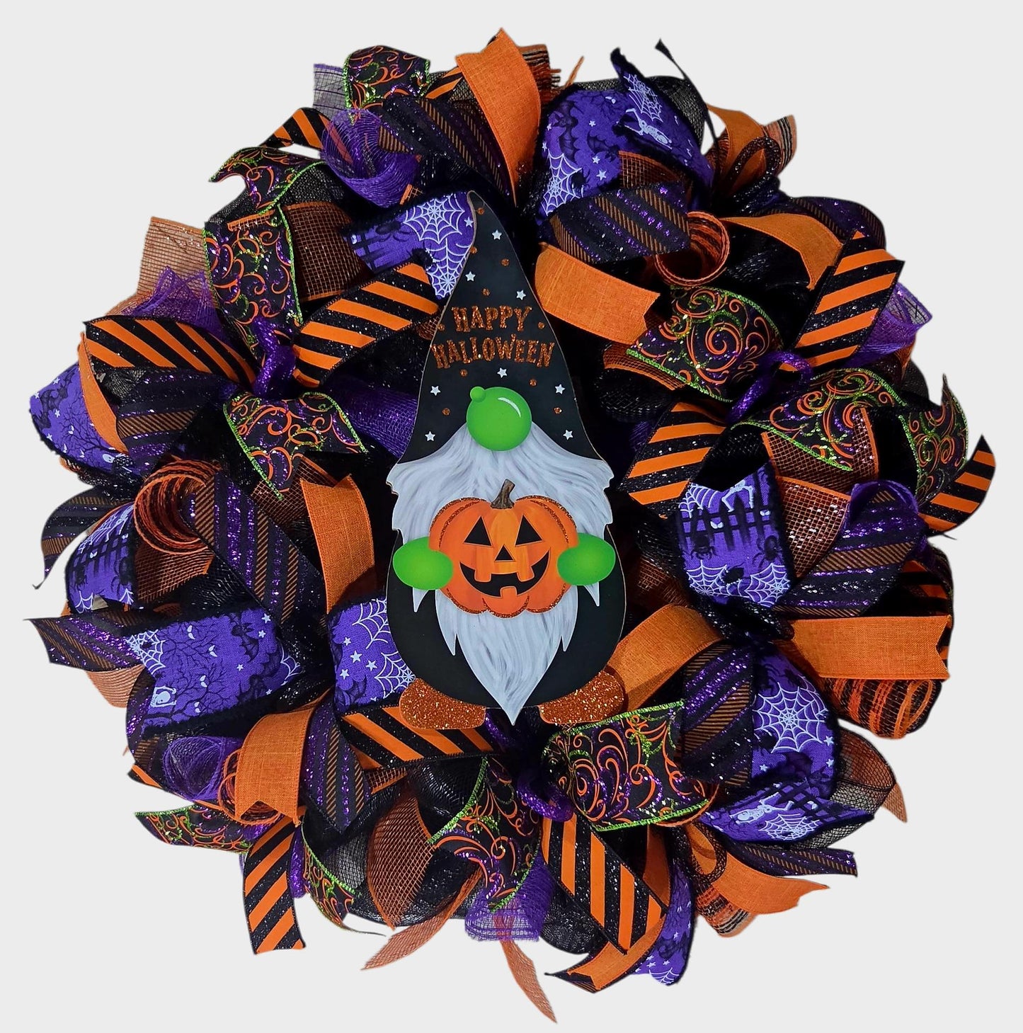 Open Halloween wreath, halloween wreath, Fall gnome wreath, wreath, halloween mesh wreaths, Fall decorations, black and purple wreath