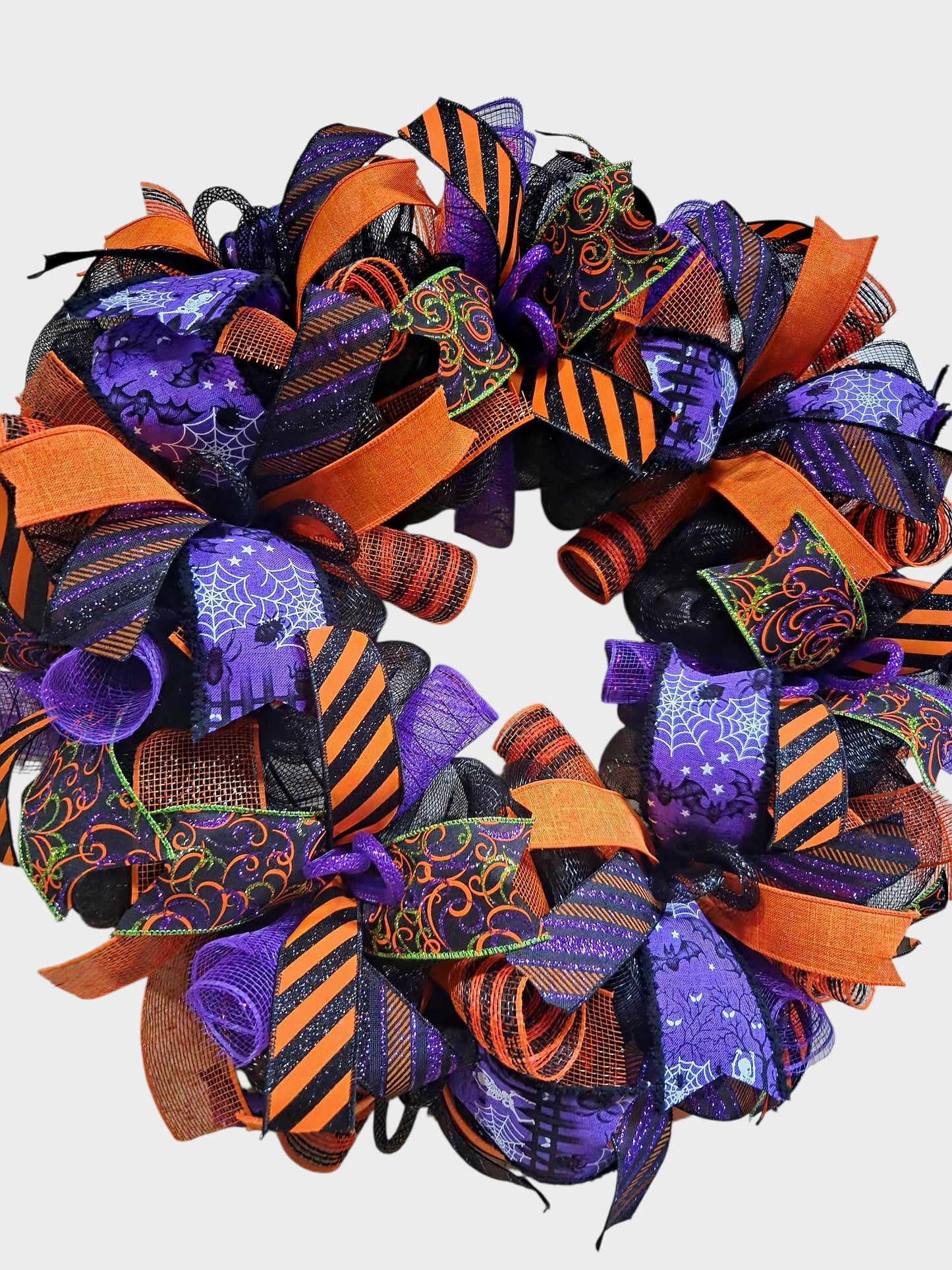 Open Halloween wreath, halloween wreath, Fall wreaths, wreath, wreaths, halloween mesh wreaths, Fall decorations, black and orange wreath