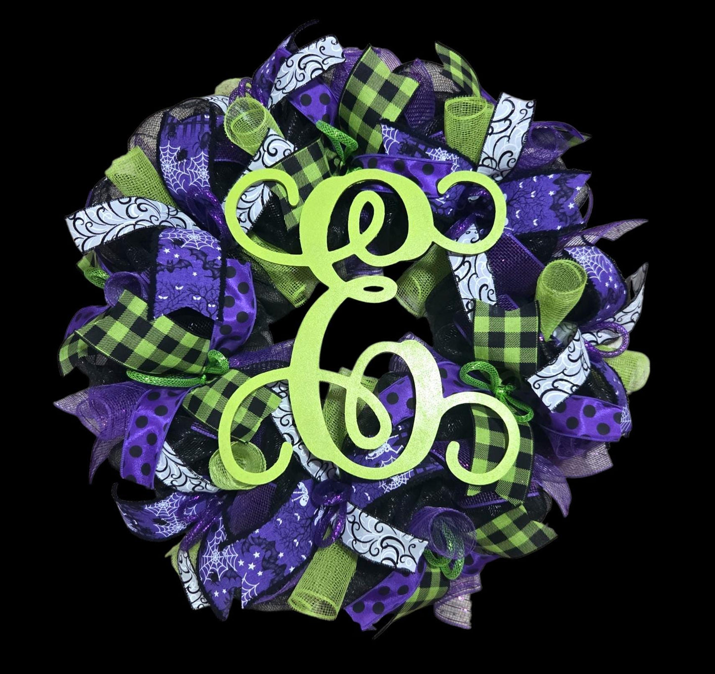 Halloween wreath, happy halloween wreath, beetlejuice wreath, halloweeen door decor, halloween door, letter wreath, welcome halloween,