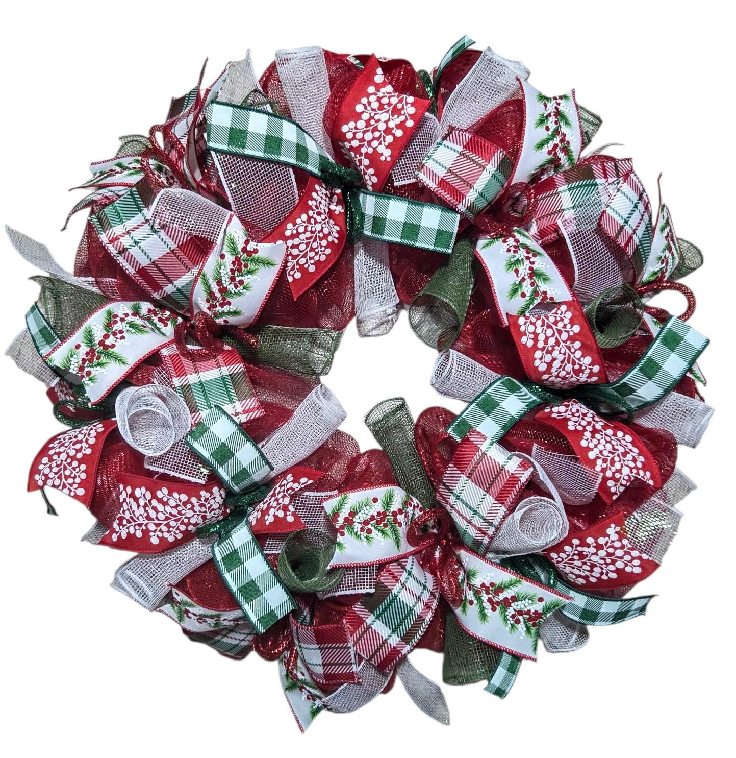 Christmas Wreath, Christmas wreaths for front door, Christmas wreath, Christmas decorations, Mesh Christmas Wreath, Classic christmas wreath
