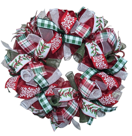 Christmas Wreath, Christmas wreaths for front door, Christmas wreath, Christmas decorations, Mesh Christmas Wreath, Classic christmas wreath