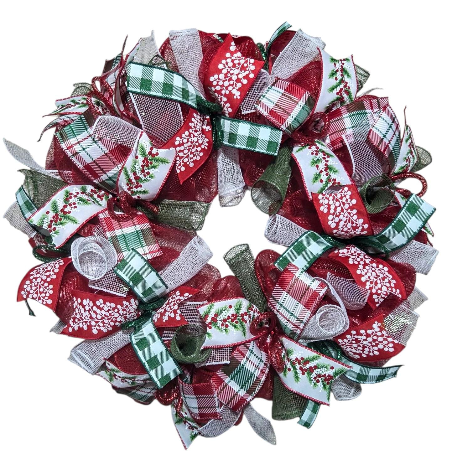 Christmas Wreath, Christmas wreaths for front door, Christmas wreath, Christmas decorations, Mesh Christmas Wreath, Classic christmas wreath