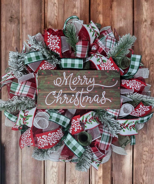 Christmas Wreath, Christmas wreaths for front door, Christmas wreath, Christmas decorations, Mesh Christmas Wreath, Classic christmas wreath