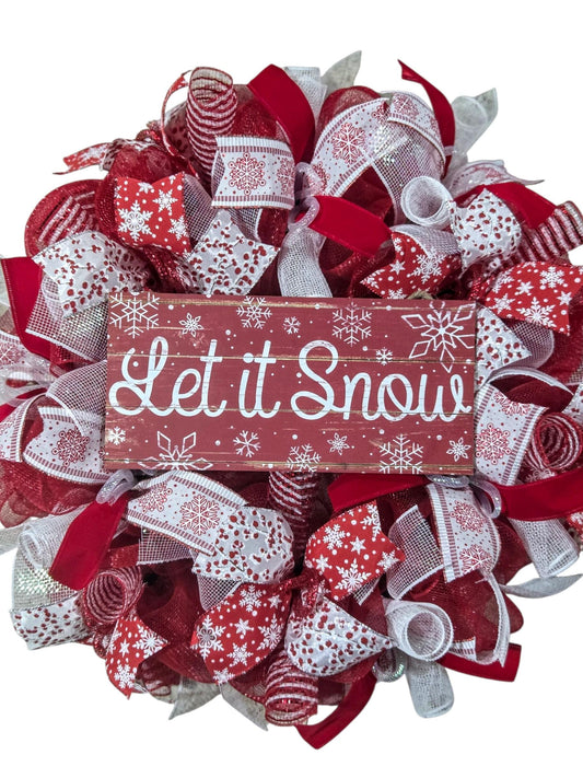 Winter Wreath, Snowflake Wreath, winter wreaths, wreaths, winter decorations, Mesh winter Wreath, winter wreaths, snowflakes, let it snow