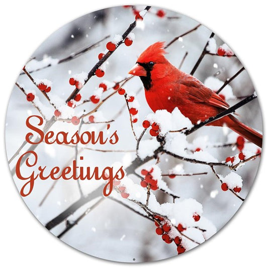 12" SEASONS GREETINGS CARDINAL SIGN
