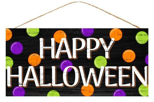 12.5 X 6" - POLKA DOT HAPPY HALLOWEEN SIGN