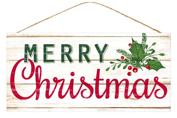 12.5 X 6" - WHITE MERRY CHRISTMAS SIGN
