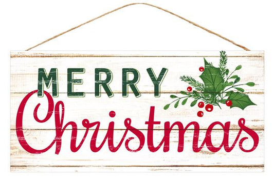 12.5 X 6" - WHITE MERRY CHRISTMAS SIGN