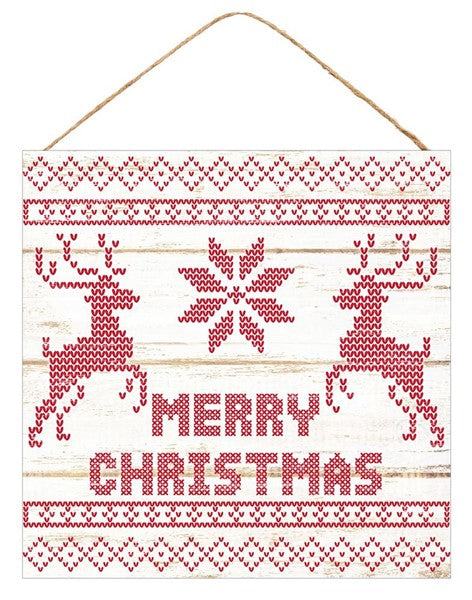 10" MDF SQUARE MERRY CHRISTMAS SWEATER PRINT