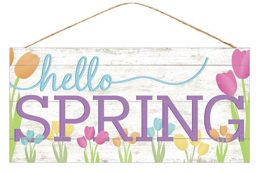 12.5" x 6"- HELLO SPRING SIGN