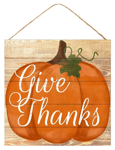 10" Give thanks Pumpkin Sign