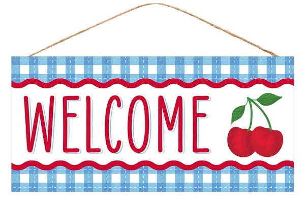 12" X 6" CHERRIES "WELCOME" SIGN