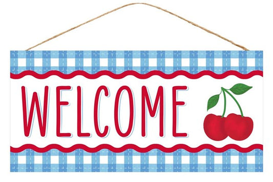 12" X 6" CHERRIES "WELCOME" SIGN