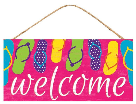 12.5 X 6" WELCOME FLIP FLOP SIGN
