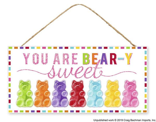 12.5"L X 6"H You Are Bear-Y Sweet Gltter sign