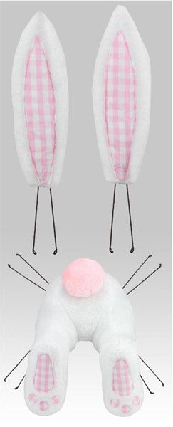 3PC 25" PINK PLAID BUNNY DECOR KIT